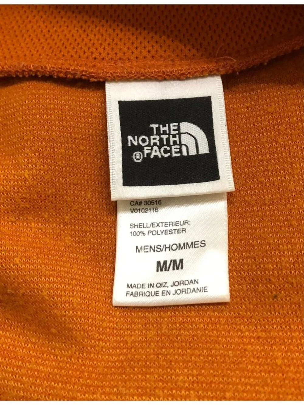 The North Face Mens Medium Orange 1/4 Zip Long Sleeve Fleece Pullover